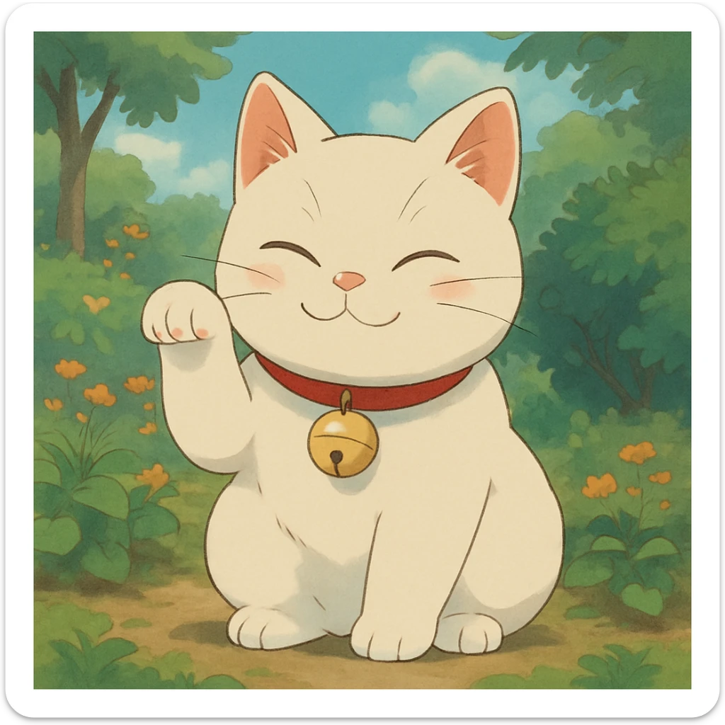 white lucky cat sticker