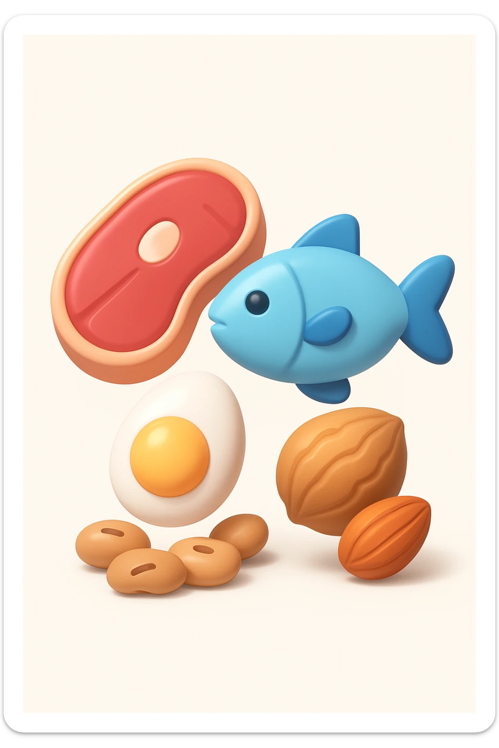 Proteine alimentari su sfondo isolato fammi un icona in 3d sticker