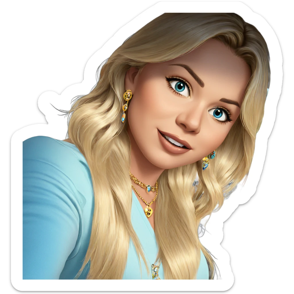 blonde girl with jewelry sticker