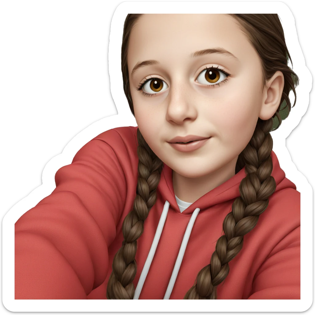 realistic girl with brown hair sticker