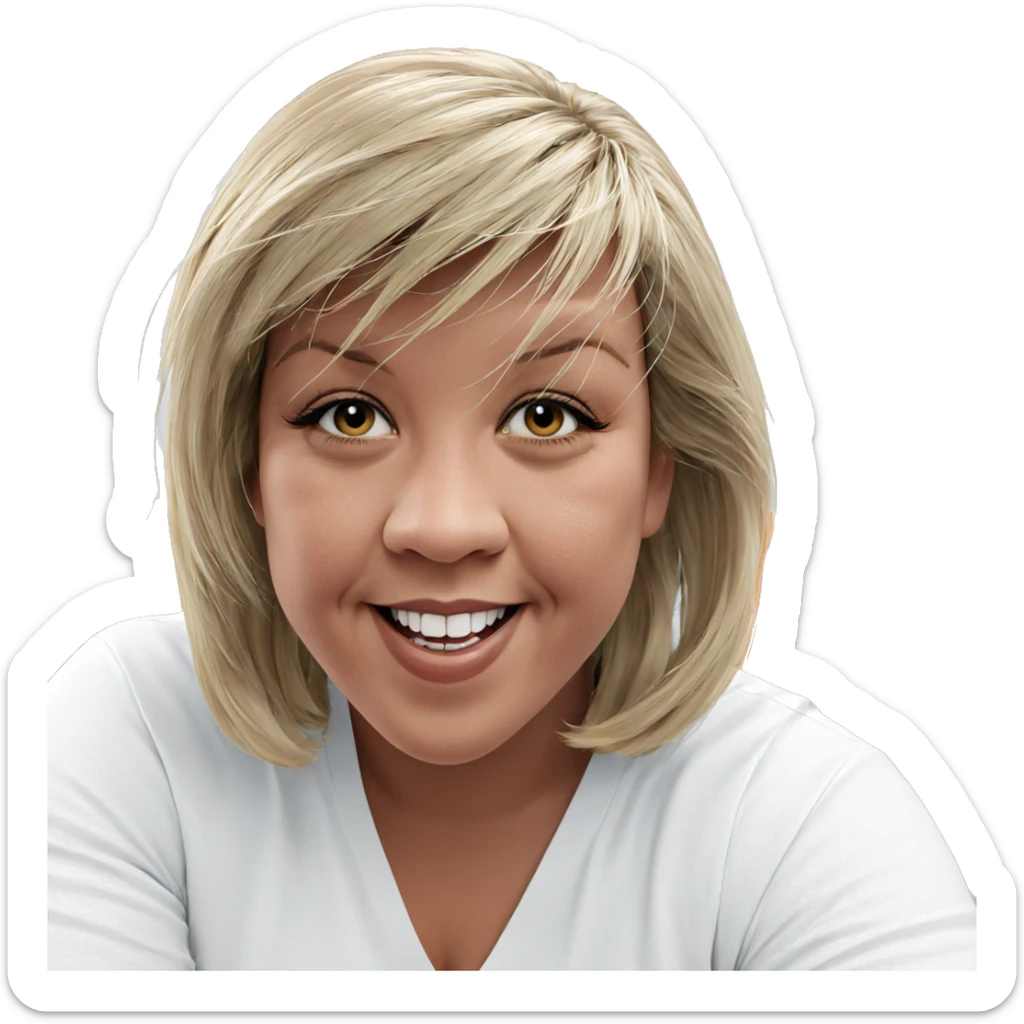 smiling girl with blonde hair sticker