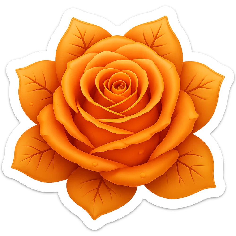 Make the blue icy rose orange. The original style is emoji style, but since emoji style does not support editing, please keep the emoji style look while making the rose orange and removing the background. sticker