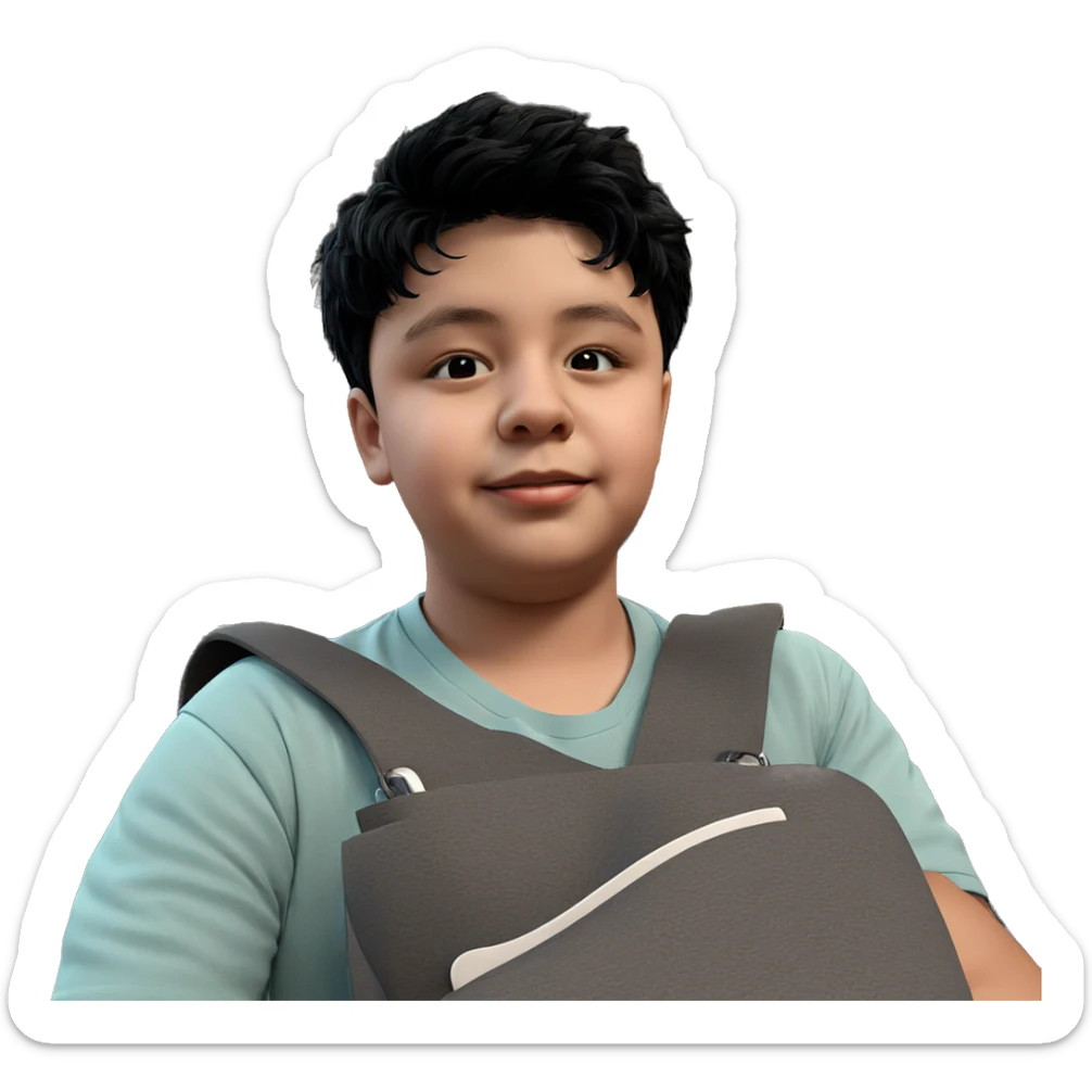 boy with black hair indoors sticker
