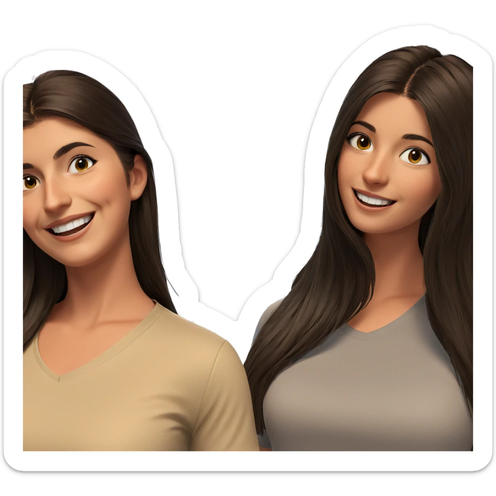 smiling girl with long hair sticker