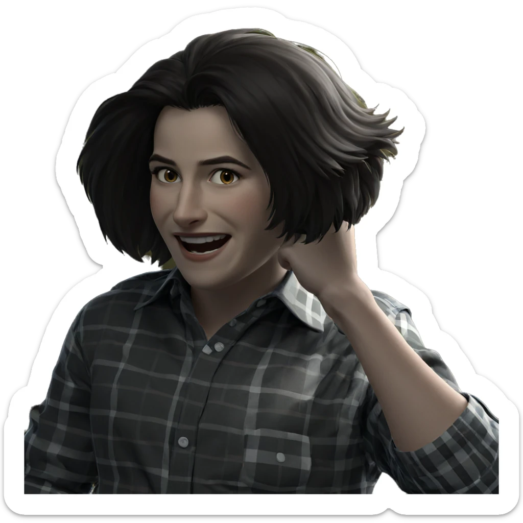 smiling boy in plaid shirt sticker