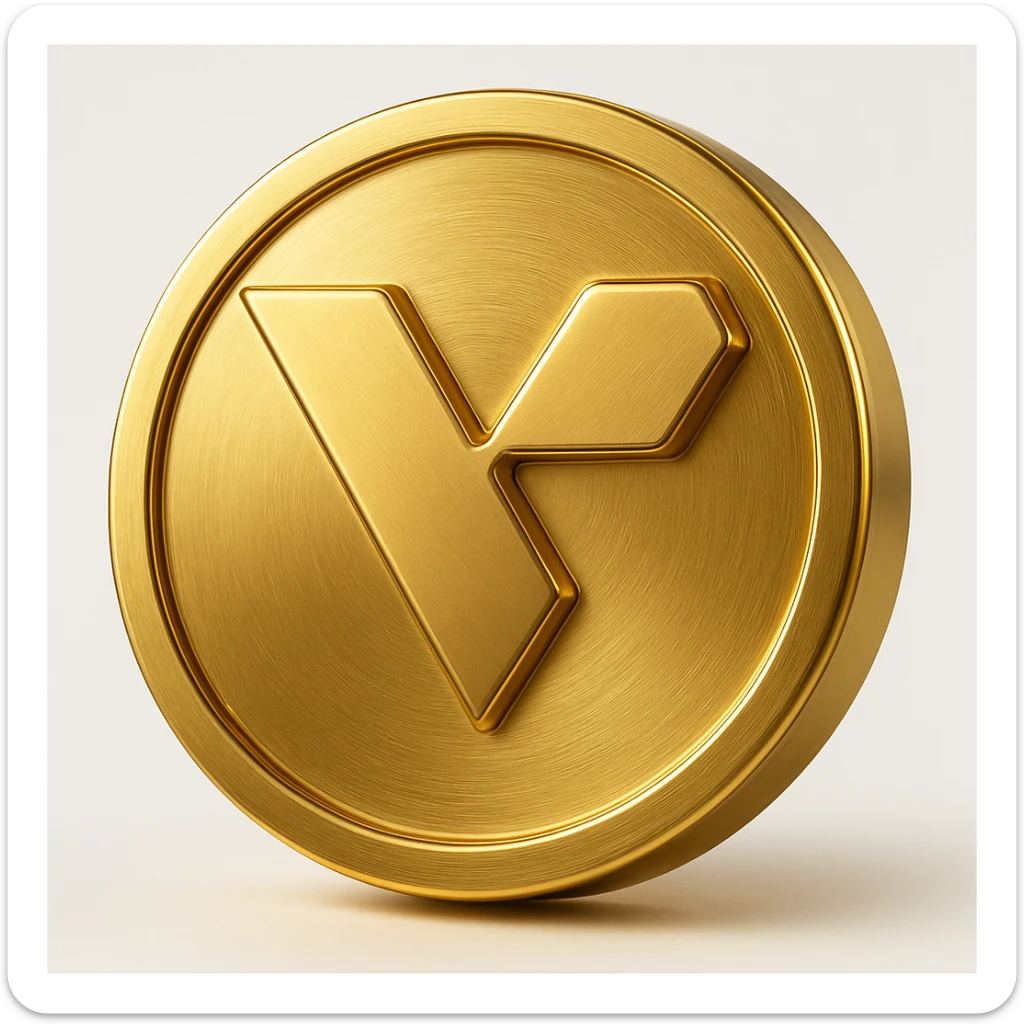 Make the logo metallic gold to match the token, keeping the rest of the design the same. sticker