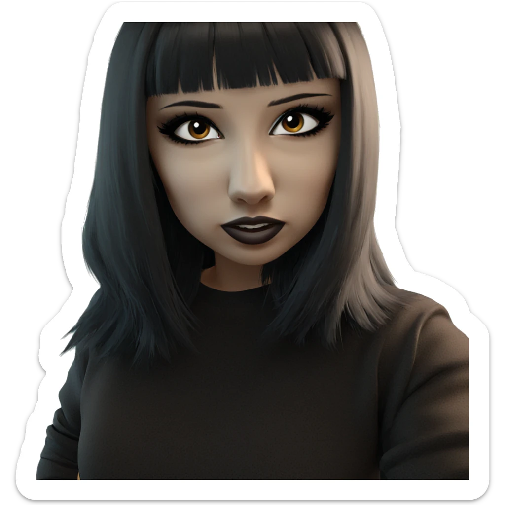 girl with black hair sticker