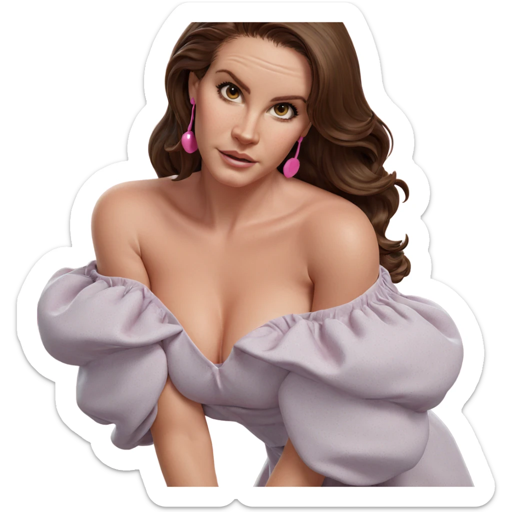 brown-haired girl in pink dress sticker