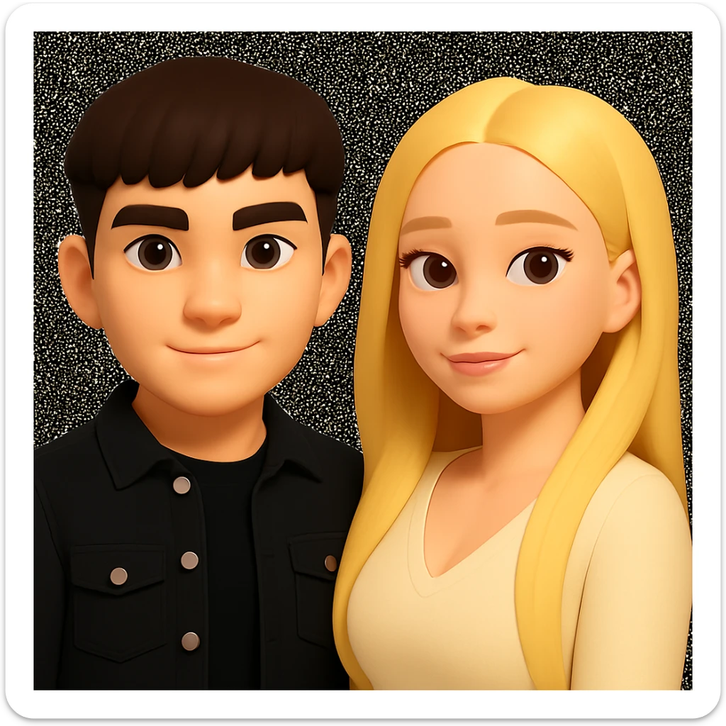 Slightly increase the volume of the upper body of the girl and shift her slightly to the right, maintaining the style of the image. sticker