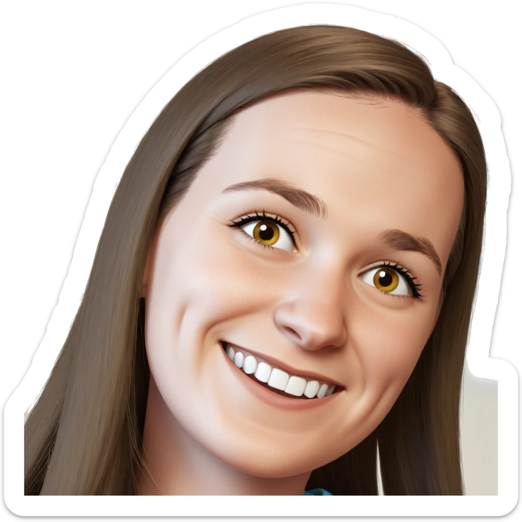 smiling girl with long hair sticker