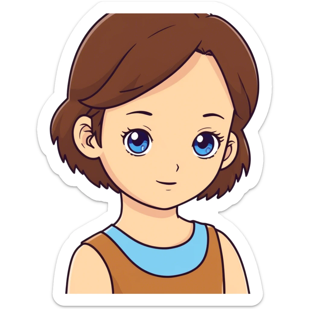 White girl with brown hair past shoulders blue eyes tanned but white skin  sticker