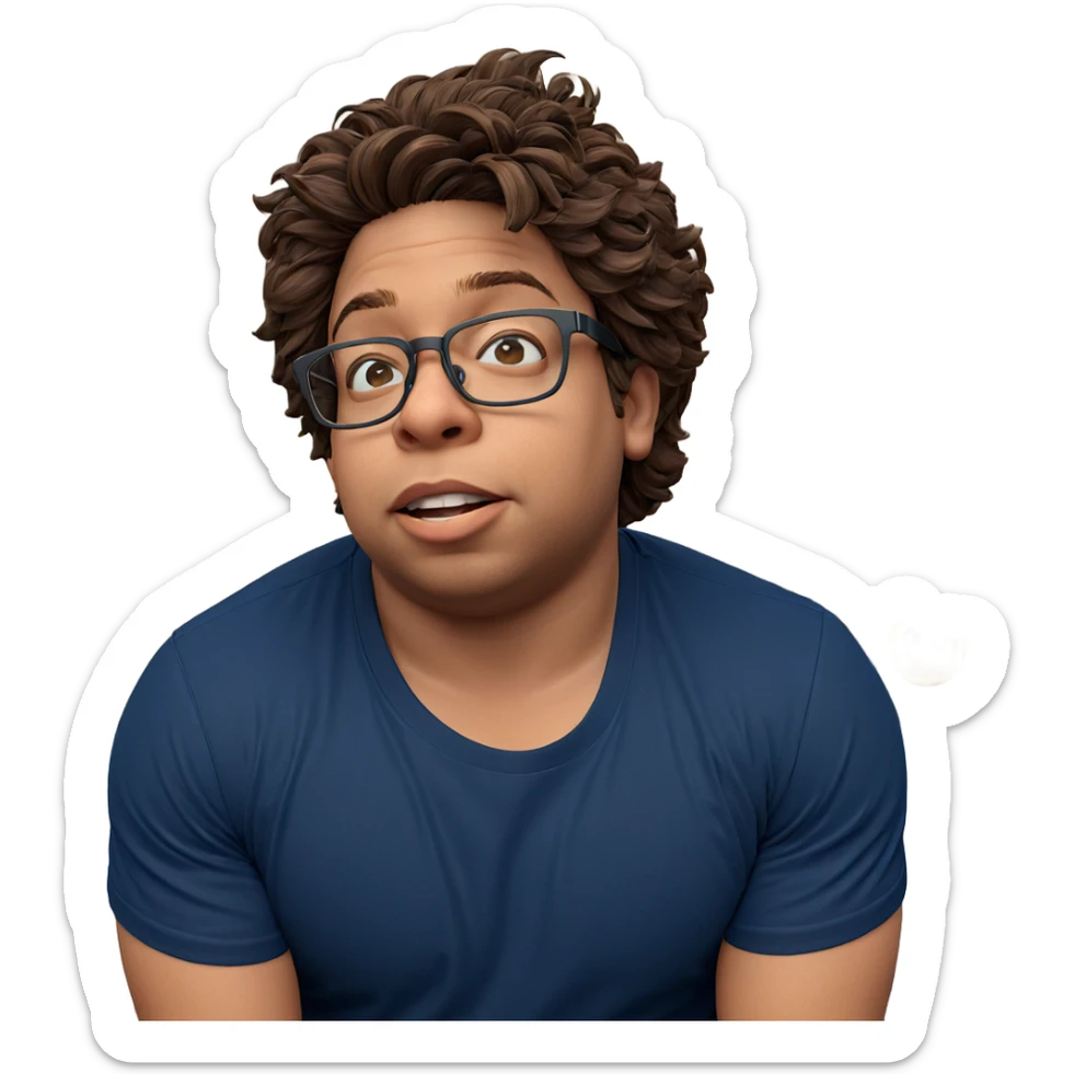 brown haired boy in glasses sticker