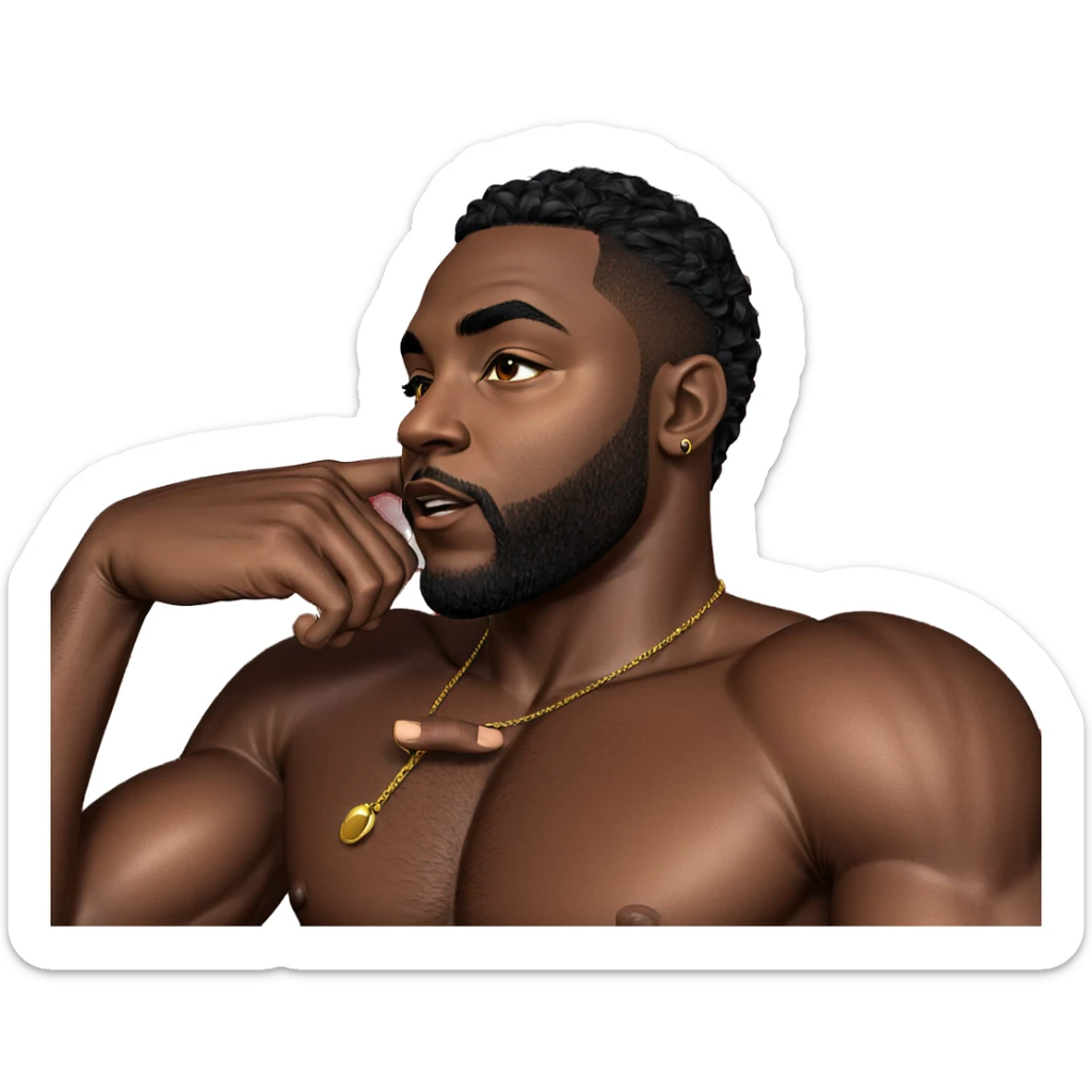 muscular dark-skinned man portrait sticker