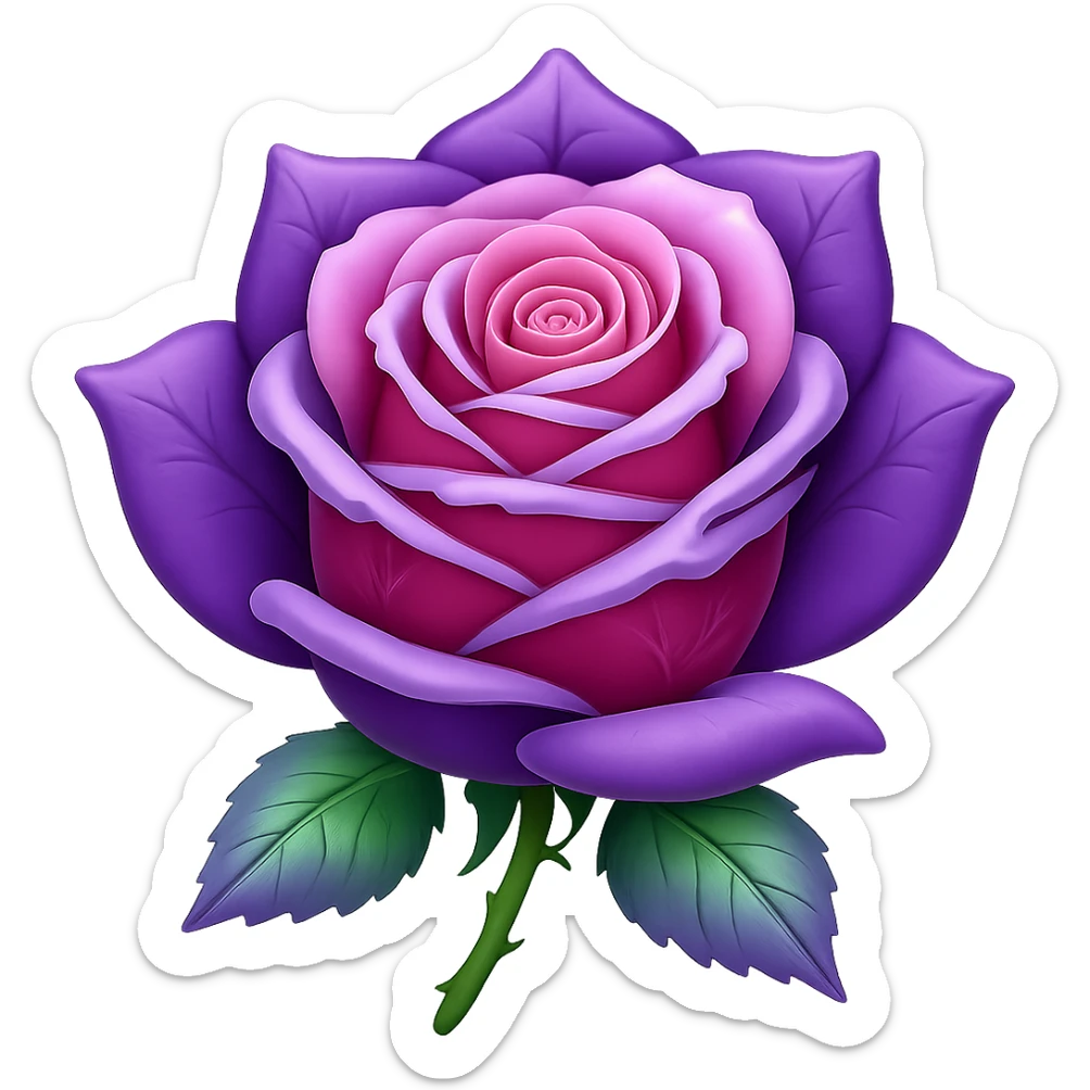 Make the ice rose purple in the style of emoji (apple style emojis). Remove the background. sticker