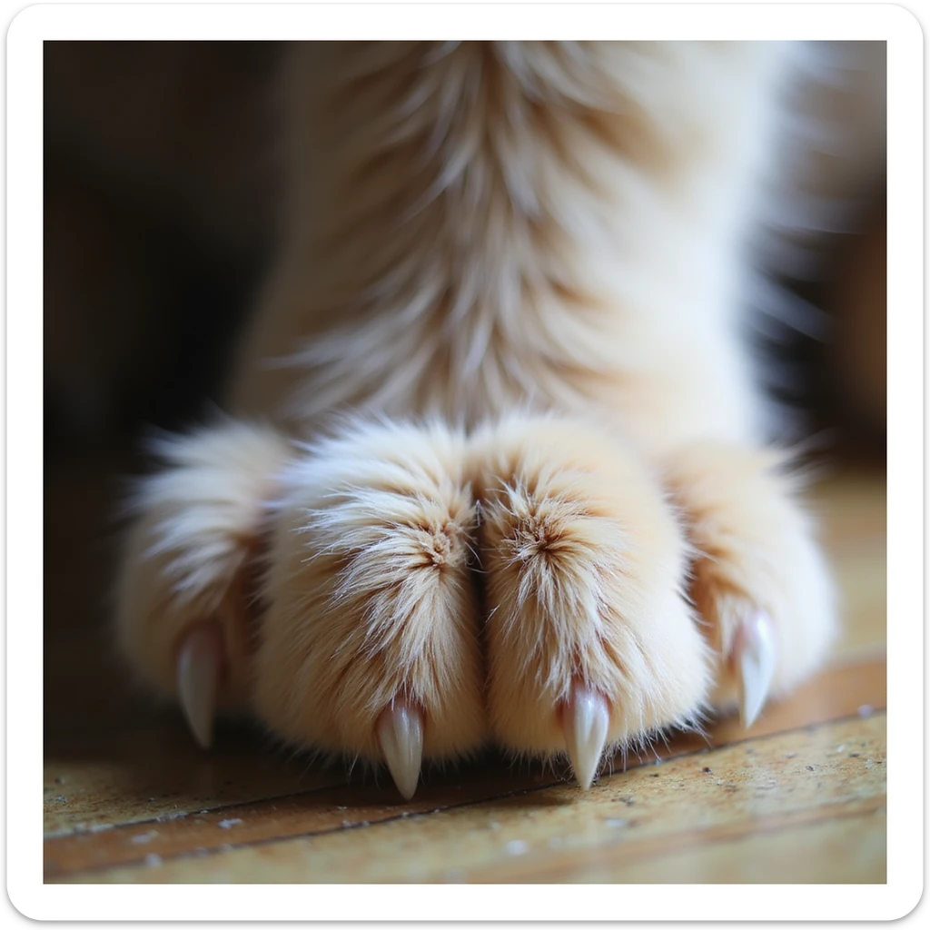 fluffy cat paw, realistic texture, soft lighting, gentle shadows sticker
