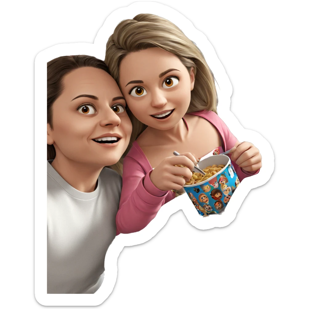 girls enjoying food together sticker