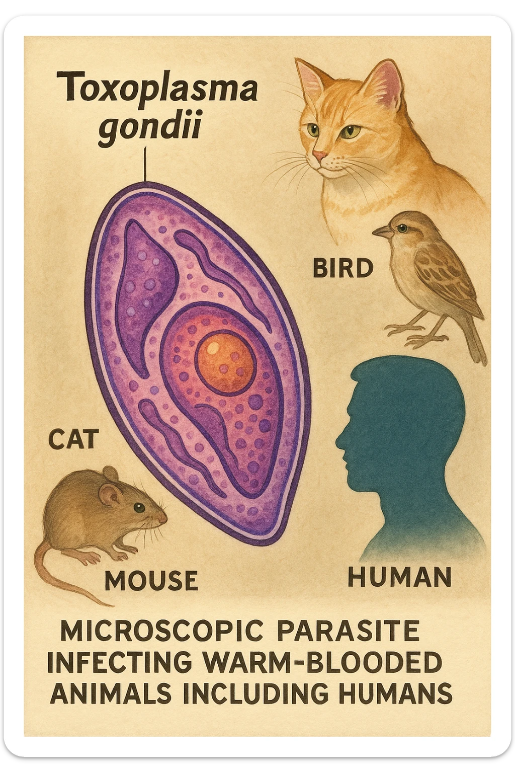 Toxoplasma gondii, che infetta tutti gli animali a sangue caldo, compreso l'essere umano sticker