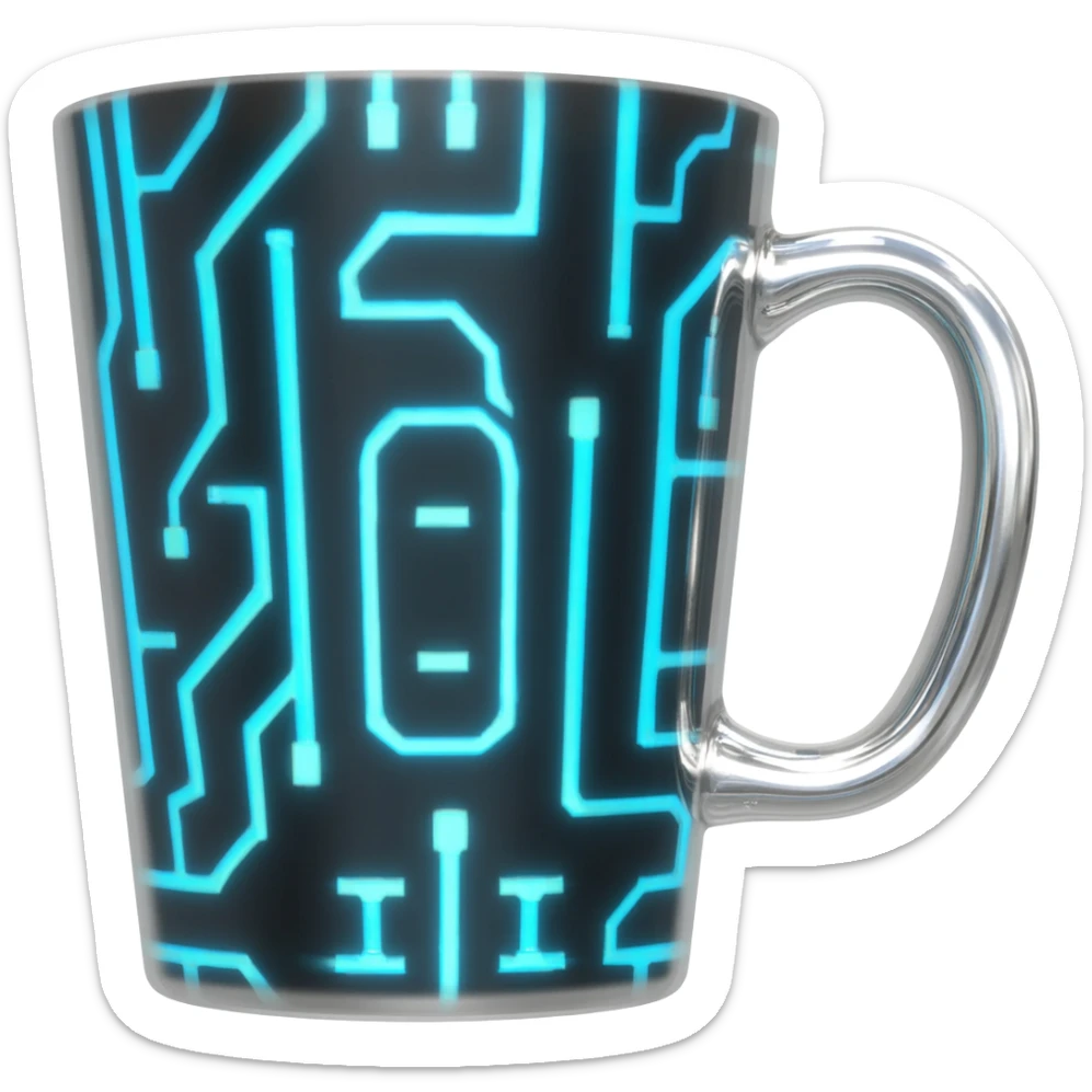 Hyperrealistic 3d rendering 1990's y2k themed coffee mug sticker