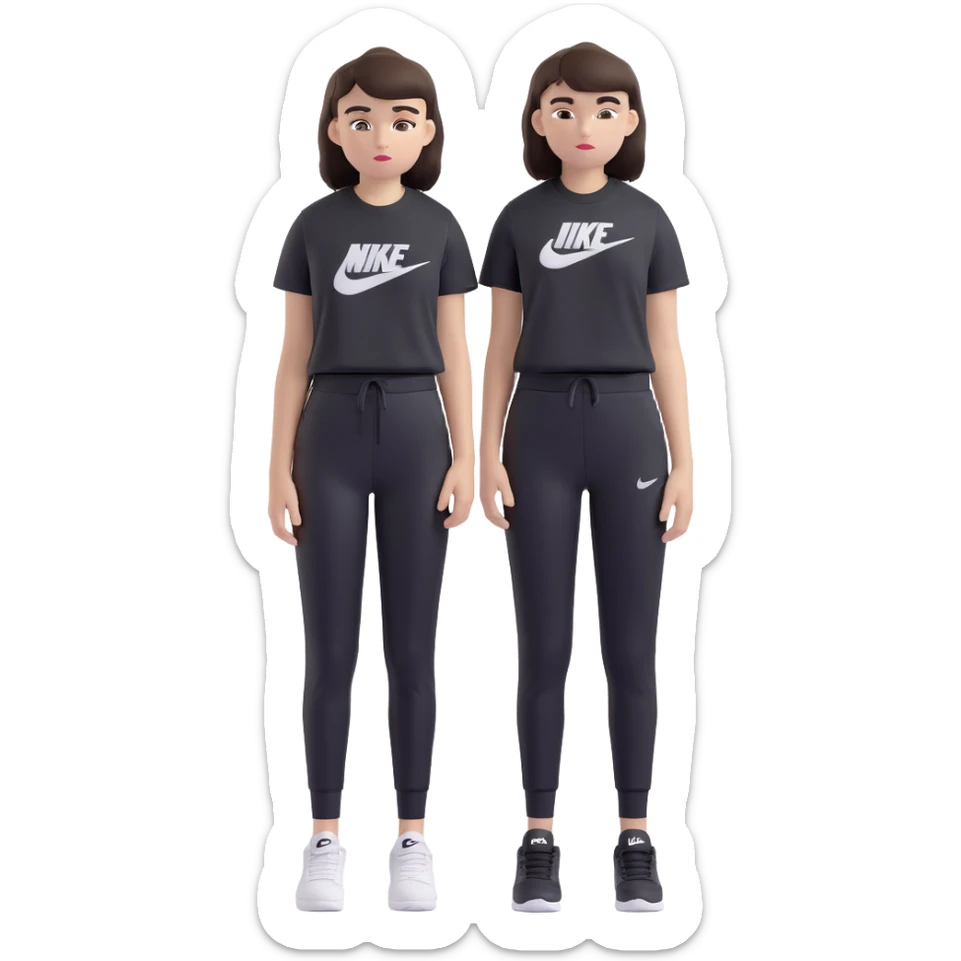 chico de pelo moreno, corte taper fade, flequillo a las cejas, camiseta Nike negra, pantalones Nike negros bajados, zapatillas Dior blancas sticker