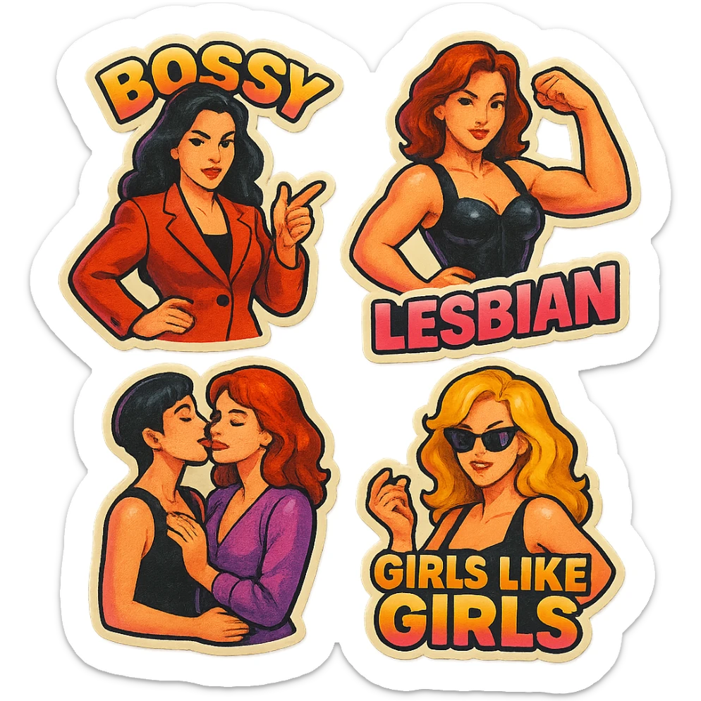 lesbian sticker pack - women who made it for women who love women - bossy dominative style, flirtatious sticker