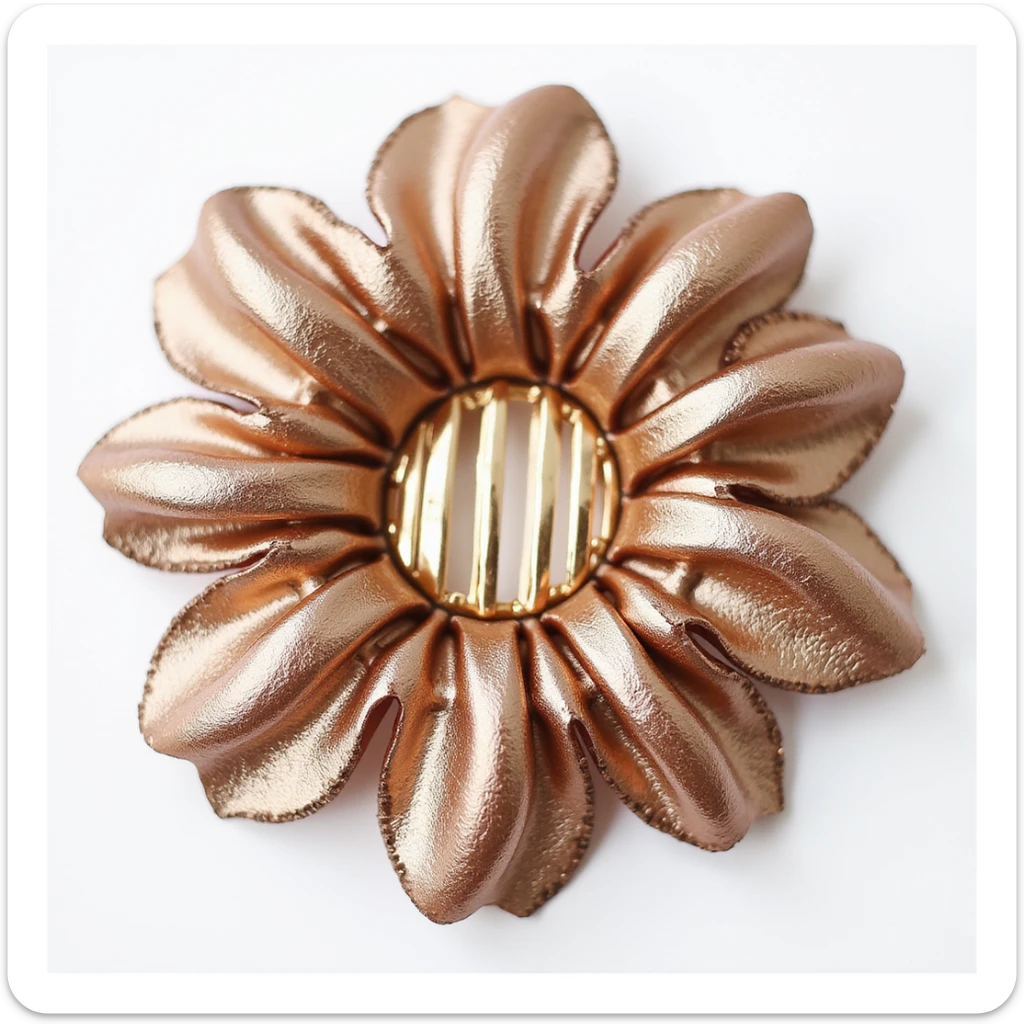 realistic hairclip made of rose gold metal, photorealistic, isolated, no hair, neutral background sticker