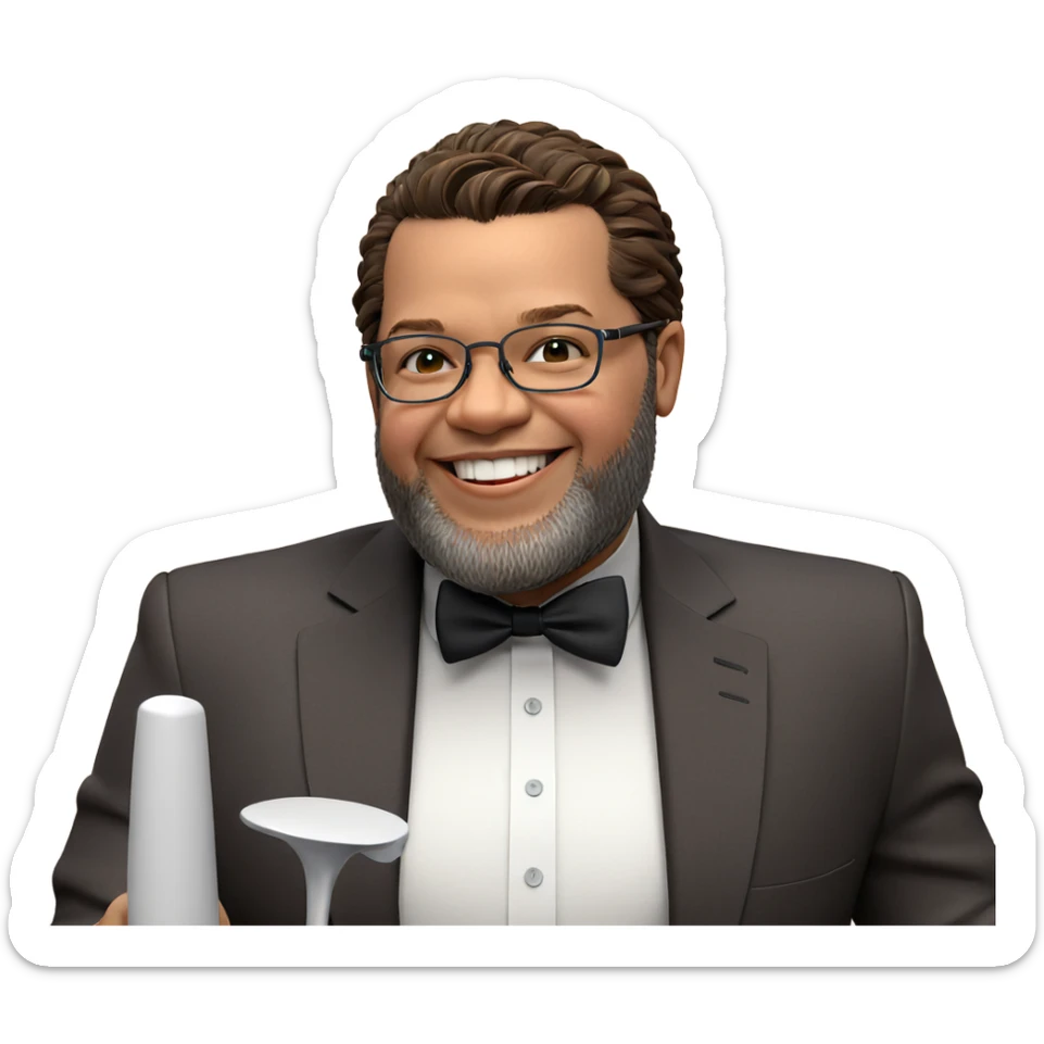 dapper boy with glasses smile sticker