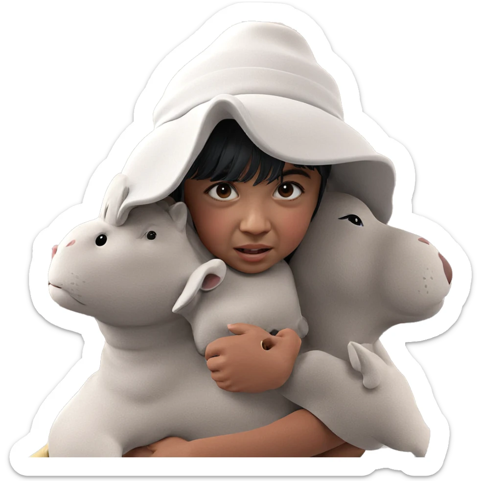 girl with animal and hat sticker