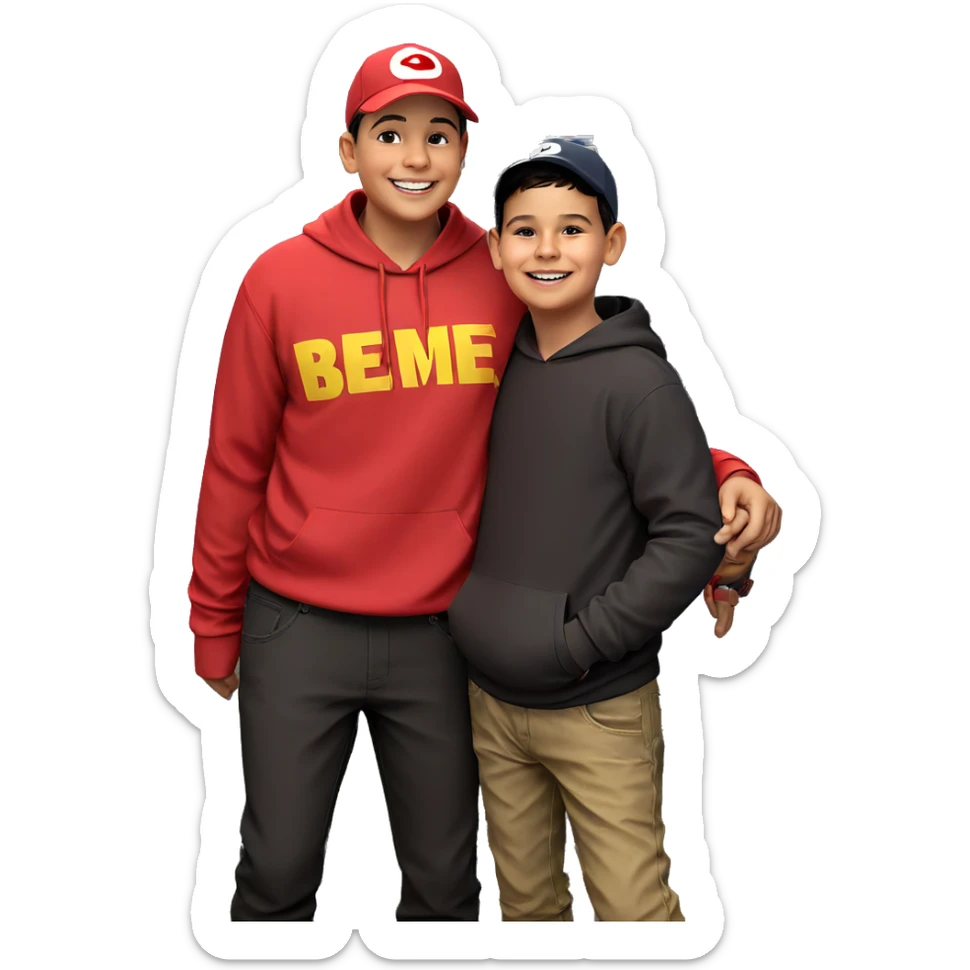 boys with hats smiling sticker