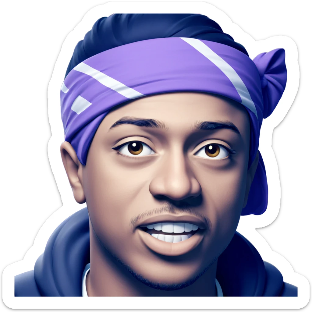 mustached boy with headband sticker