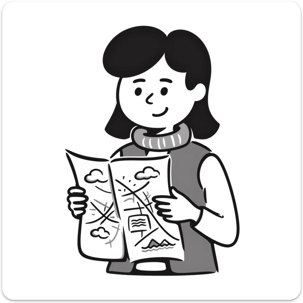 travel guide explaining a city map, hand drawn doodle style sticker