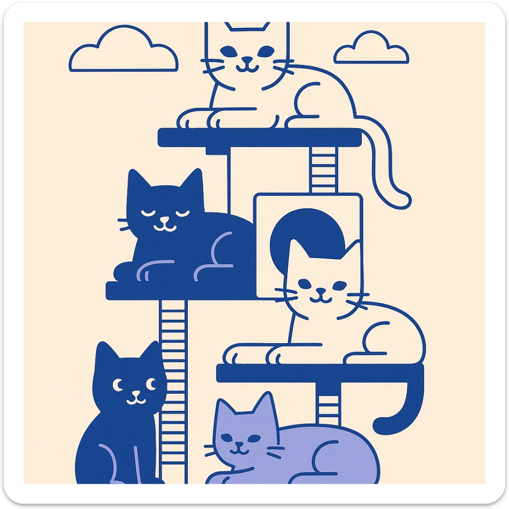 cats relaxing in a vertical playhouse sticker