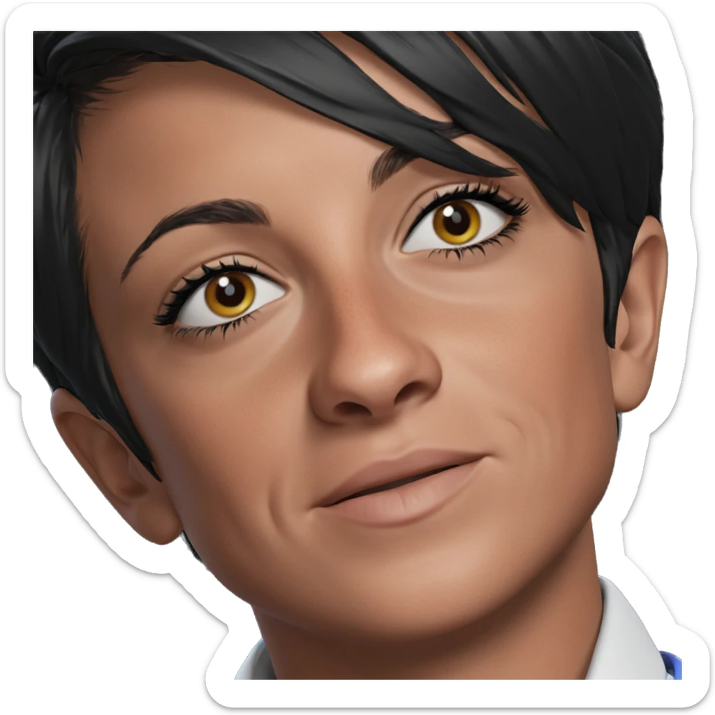 portrait of a black haired boy sticker