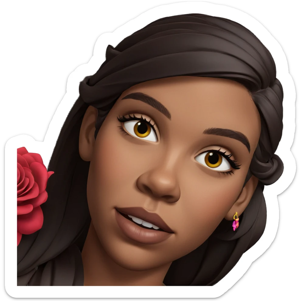 dark-skinned beauty with flowers sticker