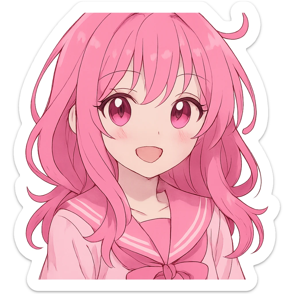 Pink anime ,remove background sticker