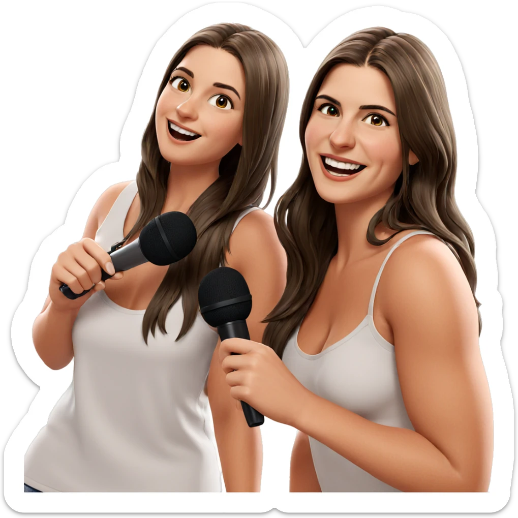 girl with microphone and smile sticker