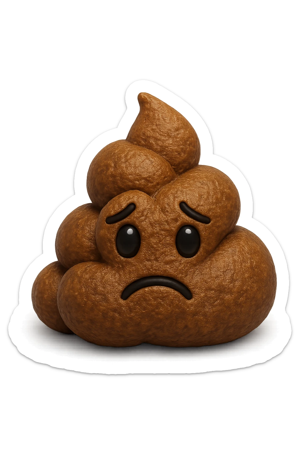 EMOJI STILE IPHONE 3D DI UNA MONTAGNETTA DI FECI A PALLINE CON ESPRESSIONE TRISTE, IPERREALISTICO 4K sticker