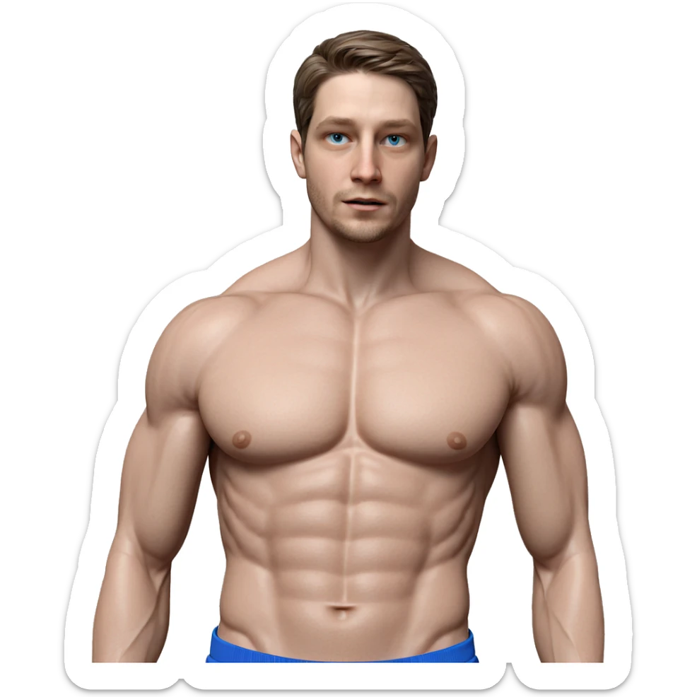 muscular man in blue pants sticker