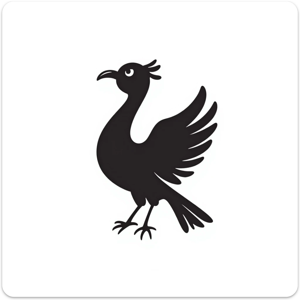 Hand-drawn liver bird, mythical bird symbol of Liverpool, cormorant-like bird with outstretched wings sticker