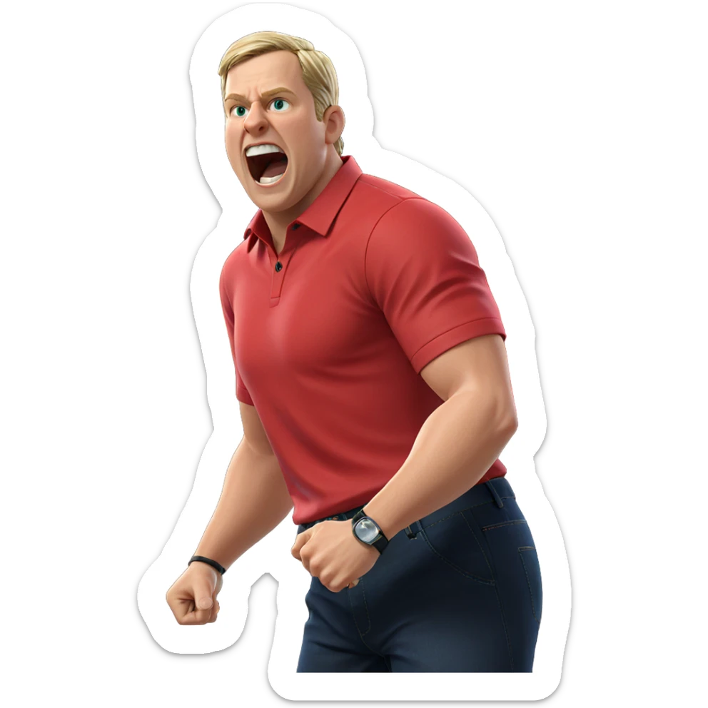blonde boy in red shirt sticker