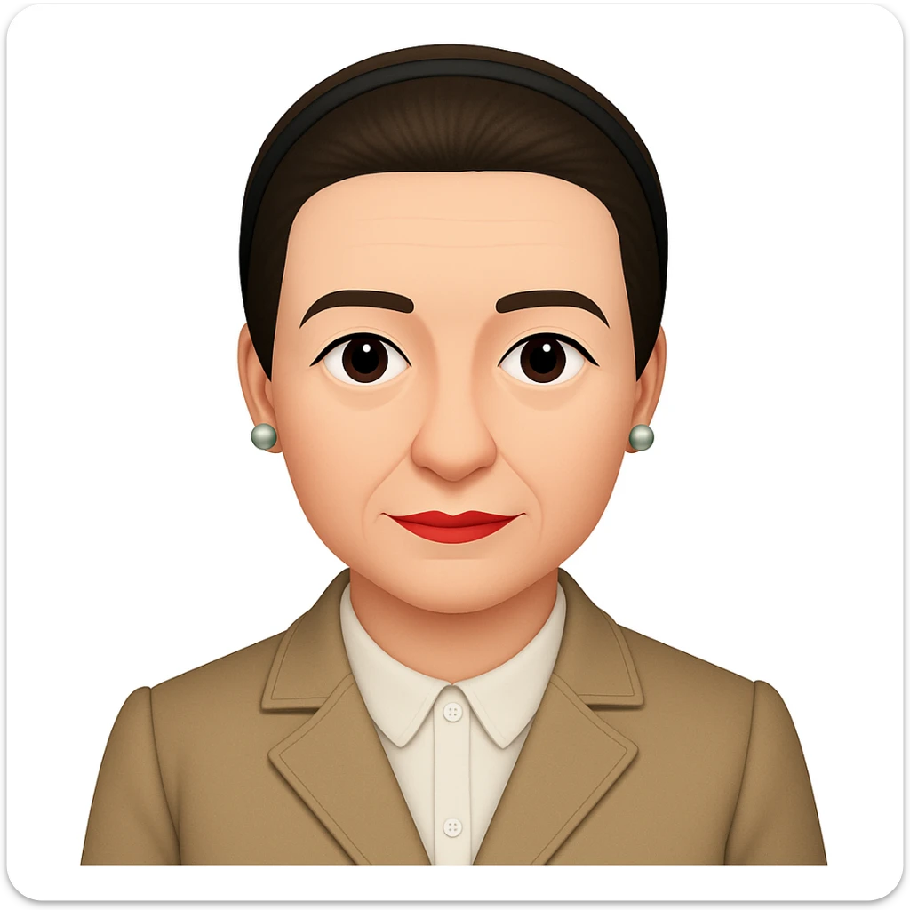 Make the image of Simone de Beauvoir with a simple, classic hairband instead of the turban, keeping the emoji style and all other features unchanged sticker