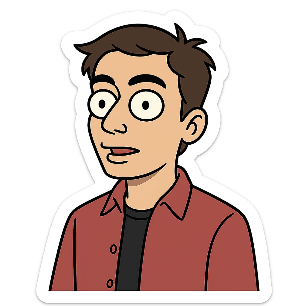 flat toon style portrait of Jawed Karim, YouTube founder sticker