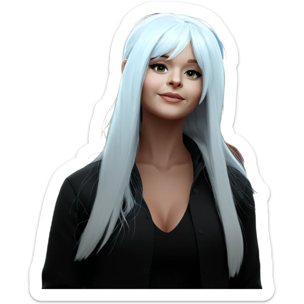 white haired girl staring back sticker