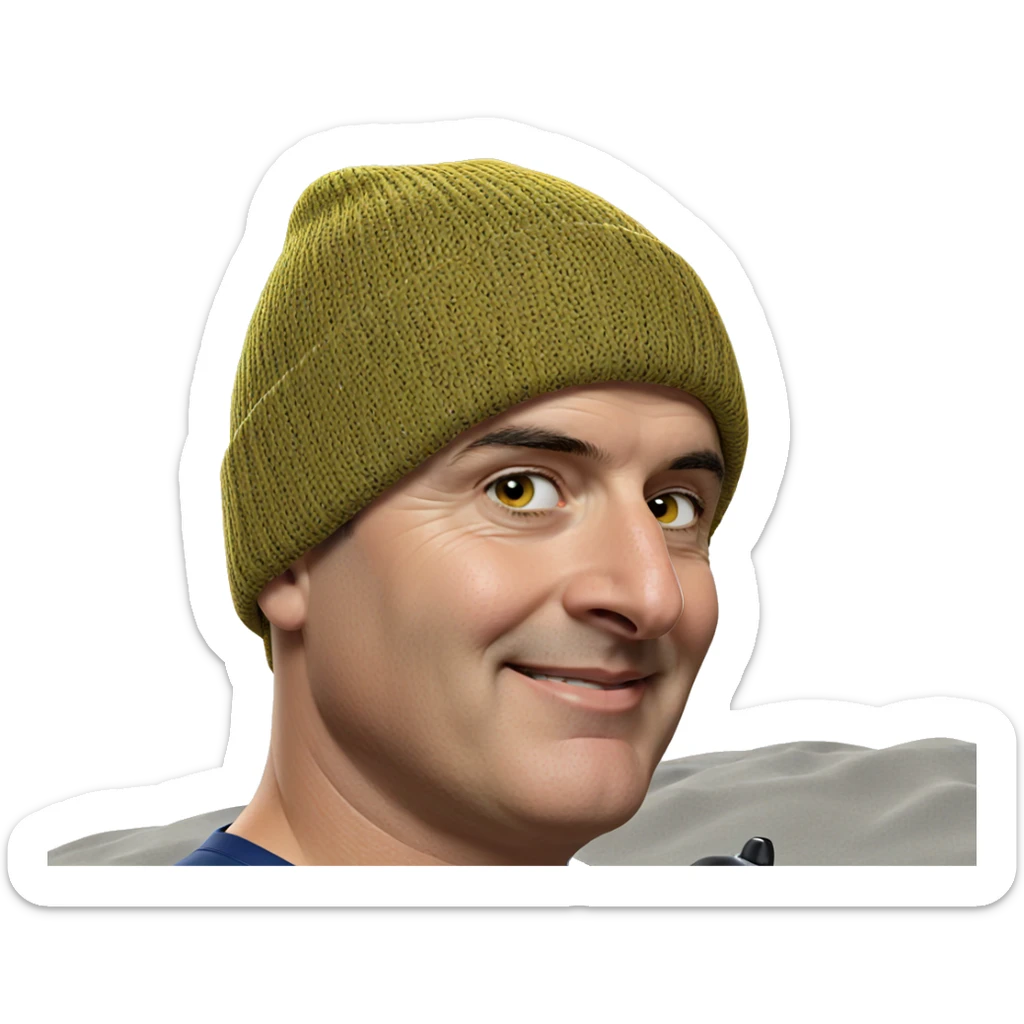 smiling boy in yellow hat sticker