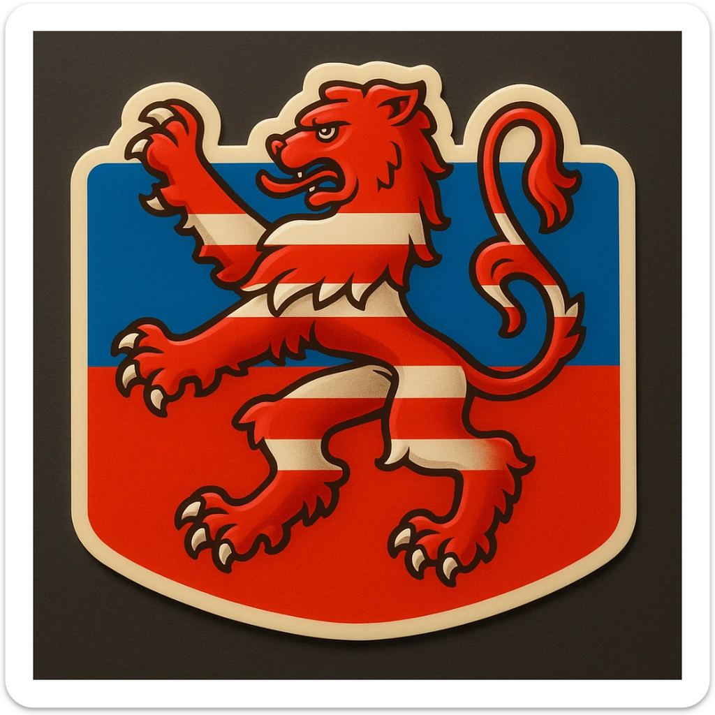 emoji of the Thüringen red and white striped lion, less cartoonish, with the Thüringen flag as background, no text sticker