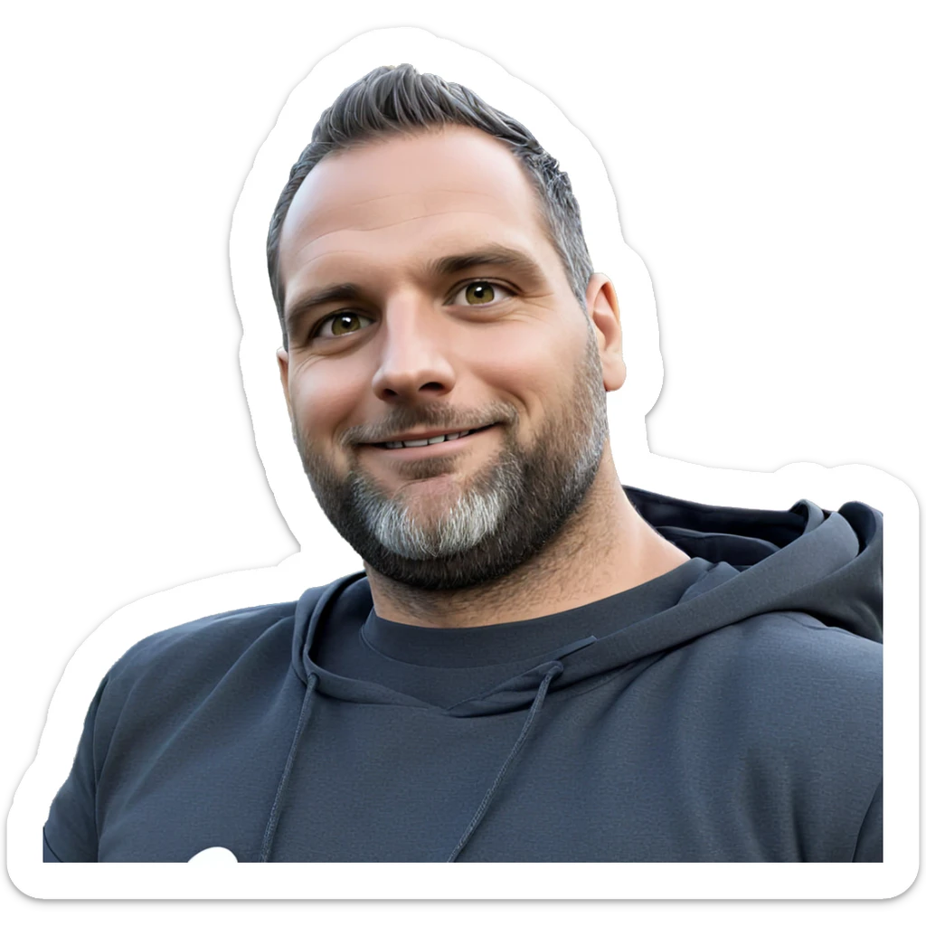 smiling man with beard outdoors sticker