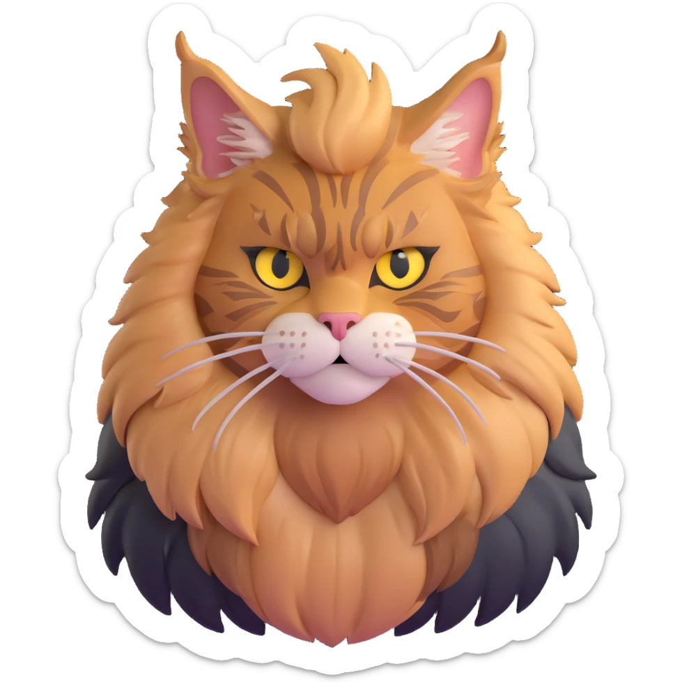 adorable yet majestic maine coon cat with fierce eyes and fluffy mane sticker