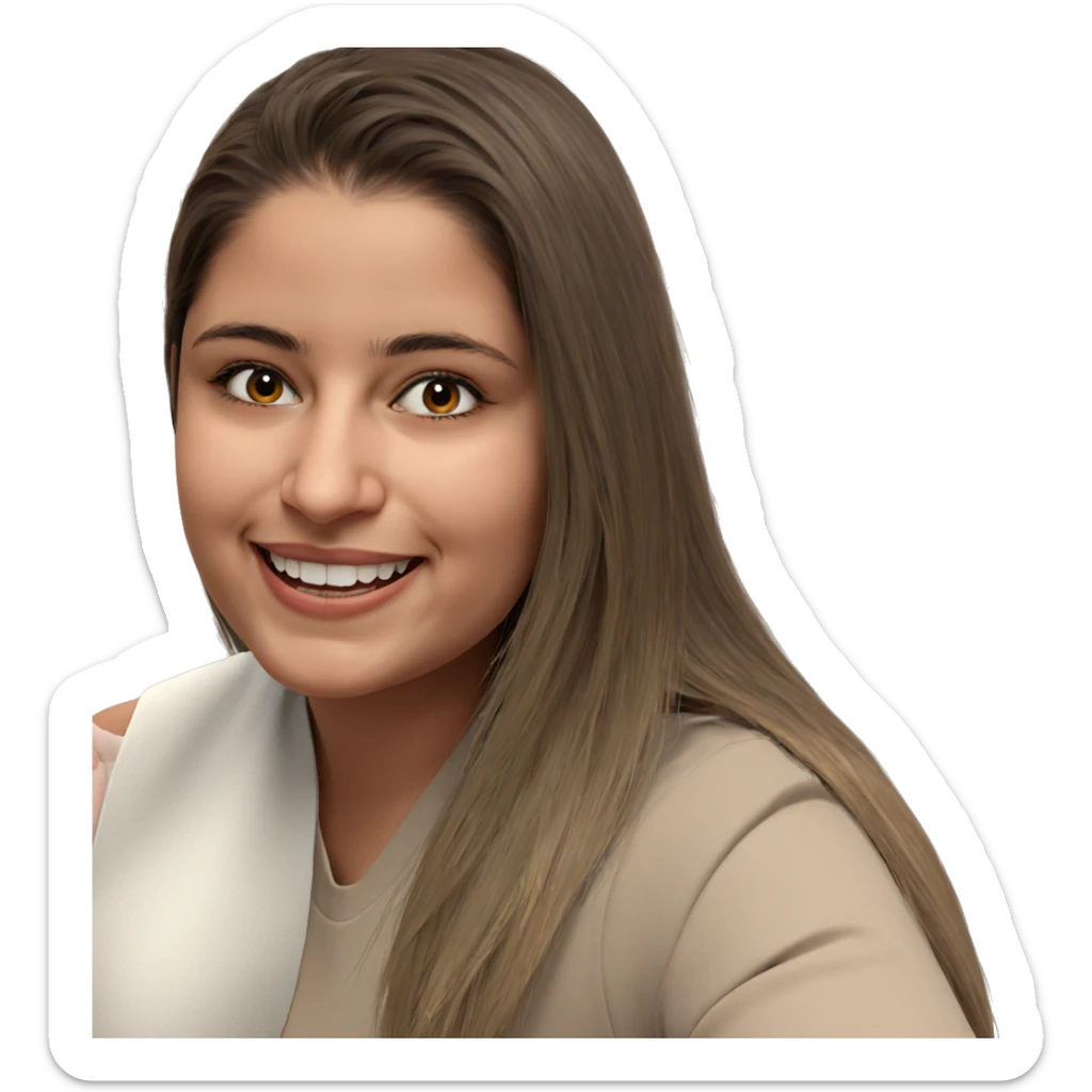 smiling girl enjoying food sticker