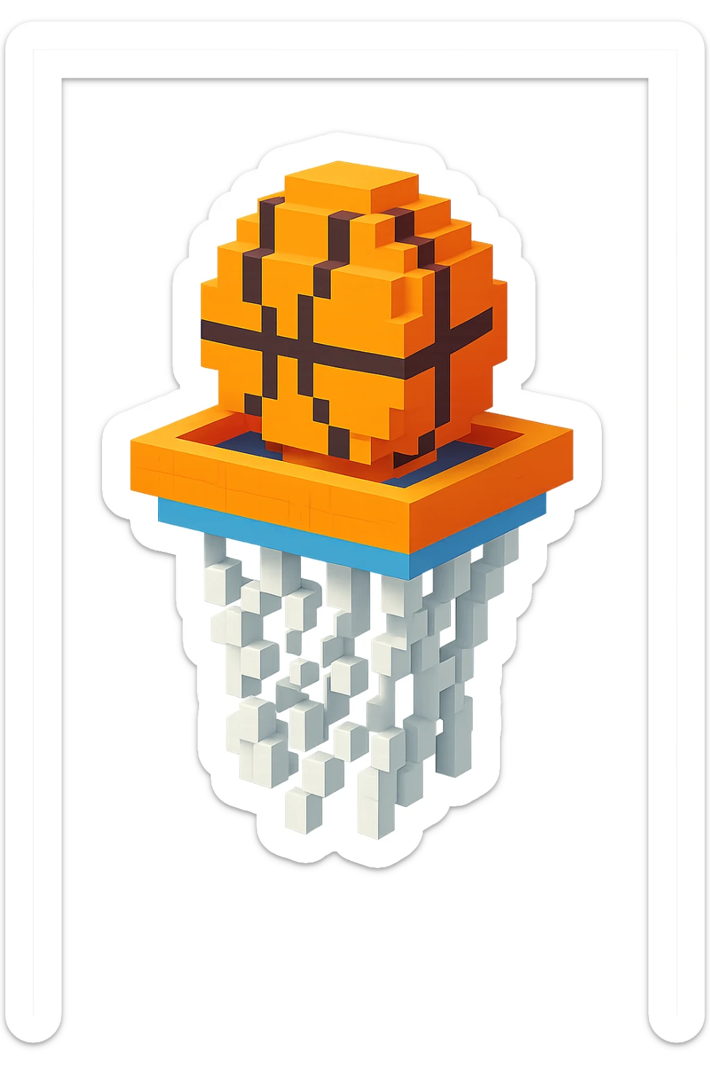 Voxel-style basketball in a net, variation 7 sticker