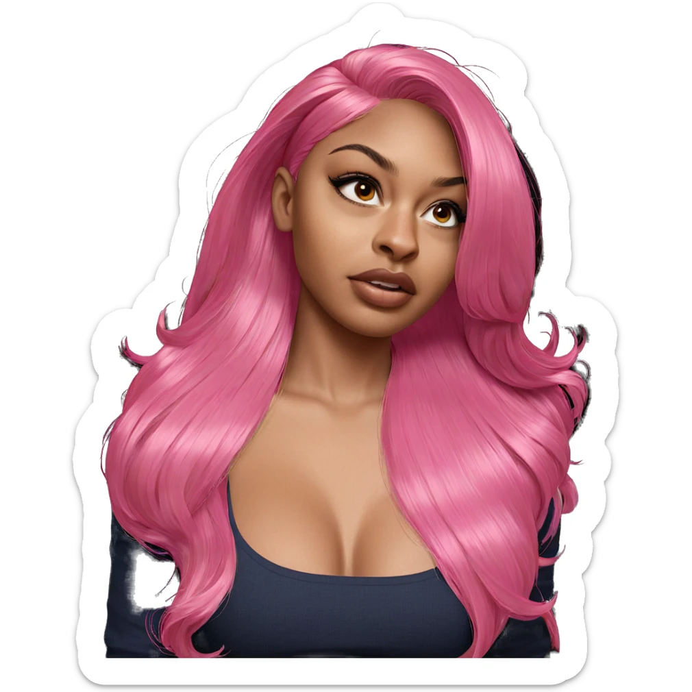 traditional beauty with pink hair sticker