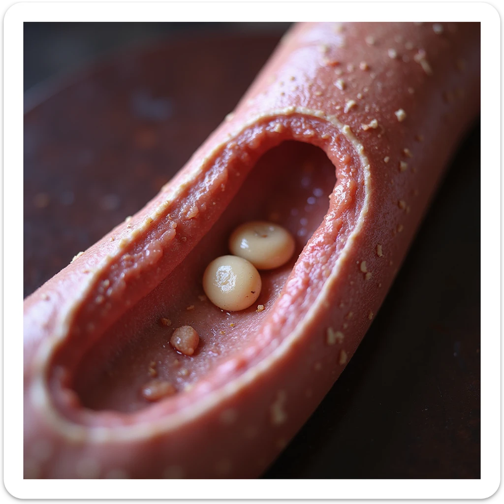 hyperrealistic human vein in 4k, with adipocytes (cholesterol) inside, top view, isolated on transparent background sticker